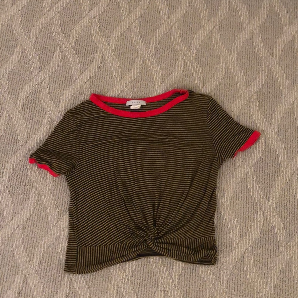 Black green and yellow striped shirt